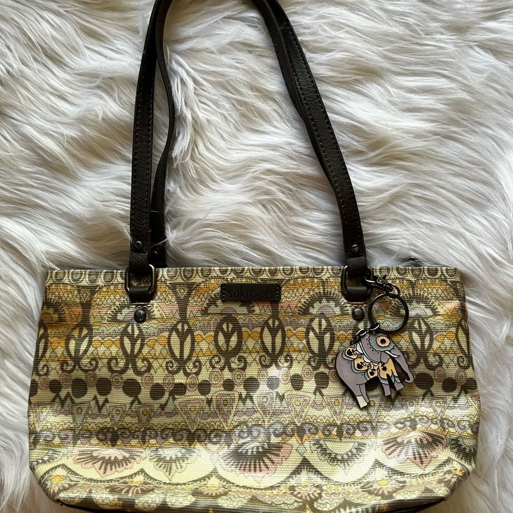 Sakroots Elephant Neutral Metro Boho Tote
